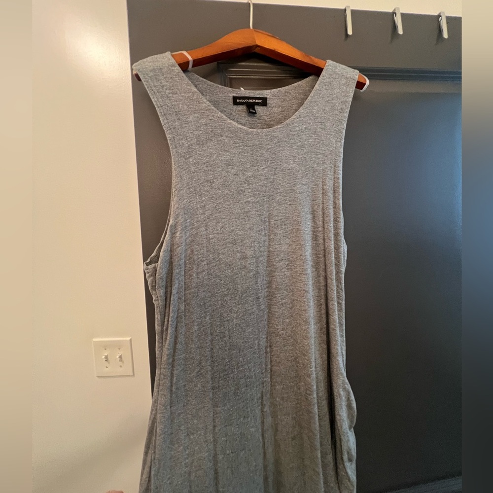 Banana Republic Heather Gray Long Maxi Sleeveless Bodycon Form Fitting Dress L - Picture 3 of 11